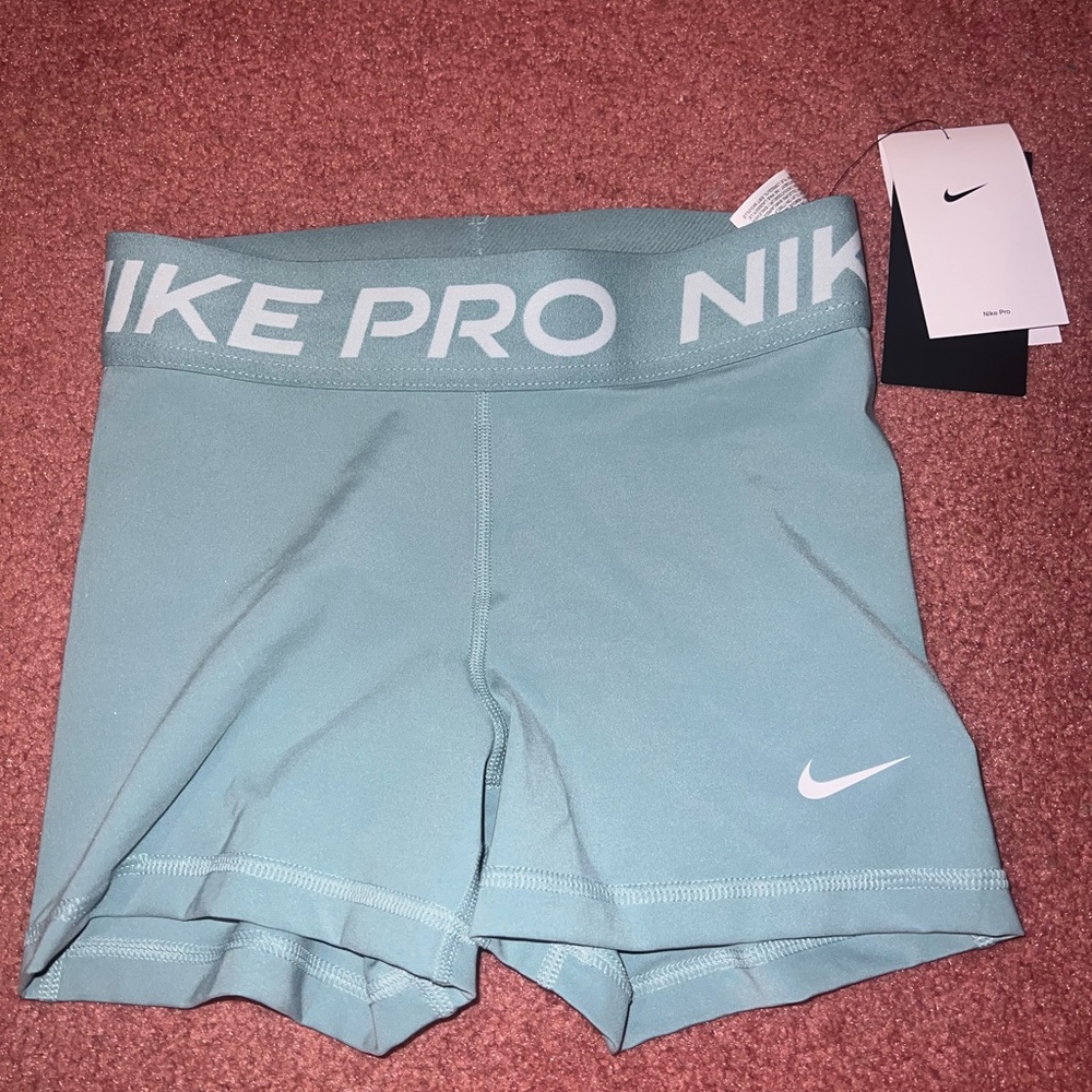 Teal Nike Pro Spandex shorts